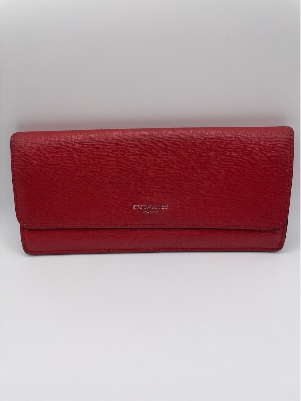Coach Saffiano Leather Red Slim Envelope Wallet